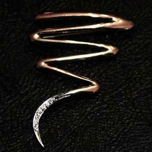 14K yellow gold diamond Squiggle ZigZag brooch pin